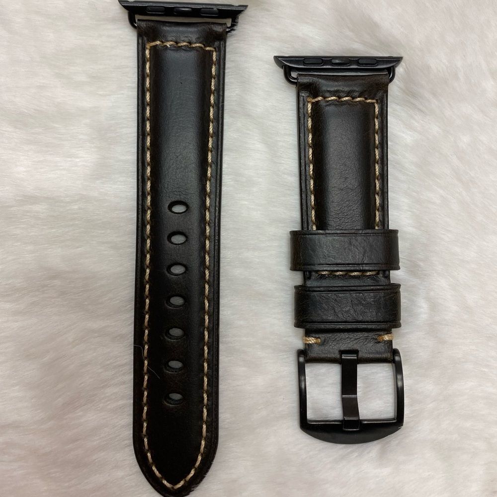 Black Genuine Leather Apple Watchband 42/44